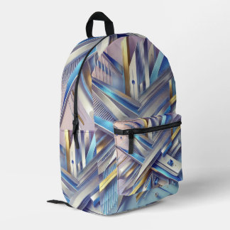 Modernes geometrisches Abstrakt Blau und Gold Bedruckter Rucksack