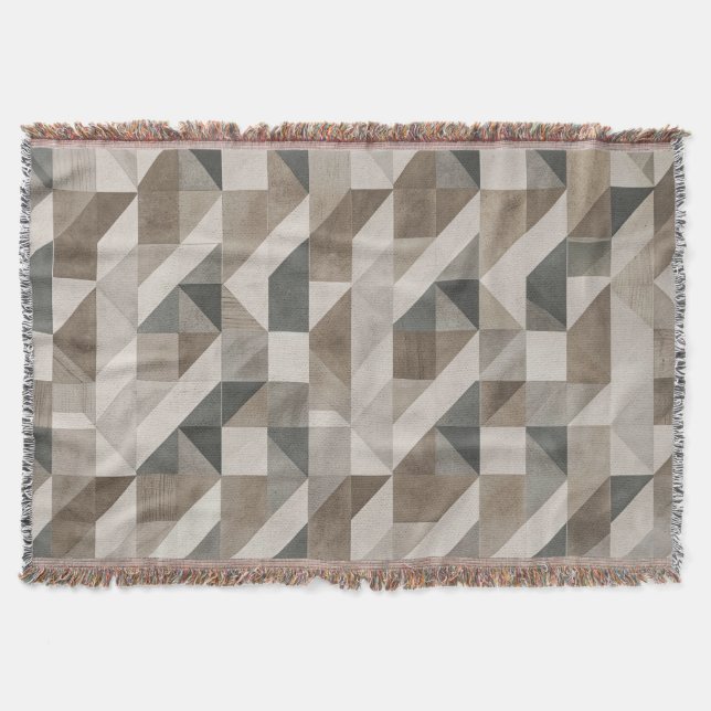 Modernes geometrisches Abstrakt - neutrales Beige  Decke (Vorderseite)