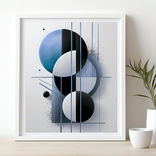 Modernes geometrisches Abstraktes Blau Elegant Min Poster