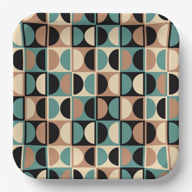 Modernes geometrisches Abstraktes Muster des Mitte Pappteller (Vorderseite)