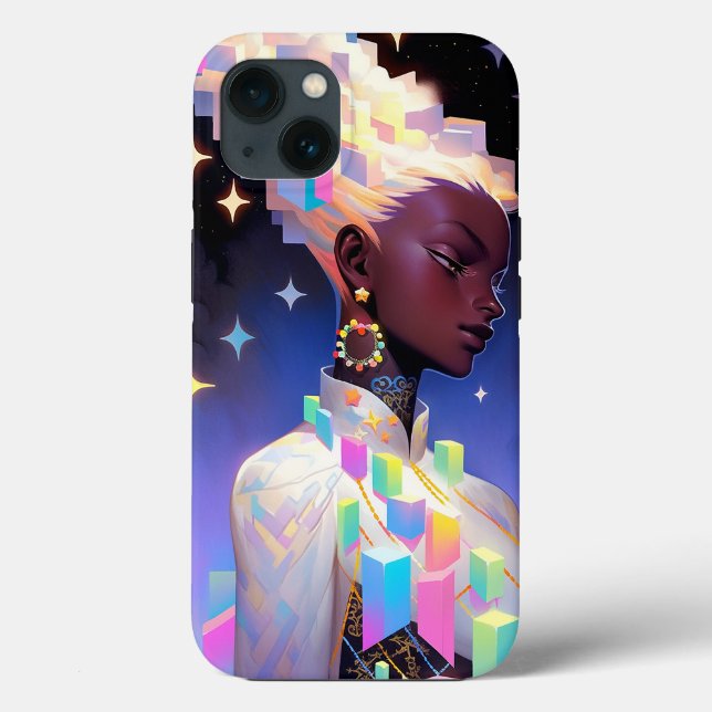 Modernes geometrisches Anime-Girl Case-Mate iPhone Hülle (Rückseite)