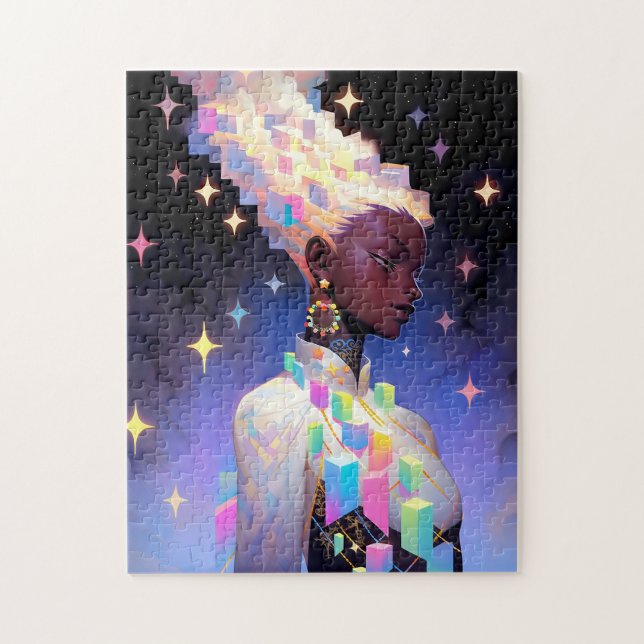 Modernes geometrisches Anime-Girl Puzzle (Vertikal)