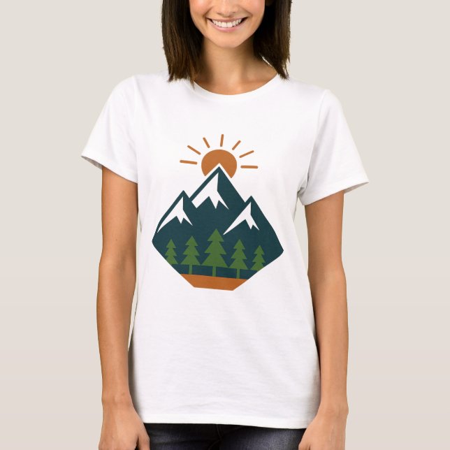 Modernes geometrisches Bergabenteuer Natur T - Shi T-Shirt (Vorderseite)