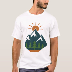 Modernes geometrisches Bergabenteuer Natur T - Shi T-Shirt
