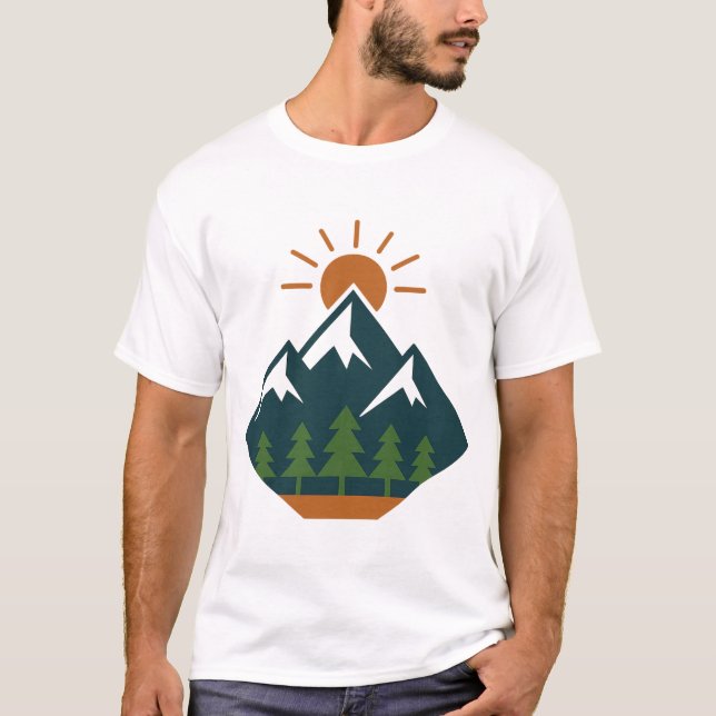 Modernes geometrisches Bergabenteuer Natur T - Shi T-Shirt (Vorderseite)