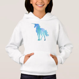 Modernes geometrisches blaues Einhorn Hoodie