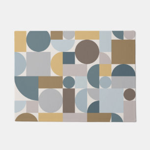 Modernes geometrisches blaues Gold Mitte des Jahrh Fußmatte