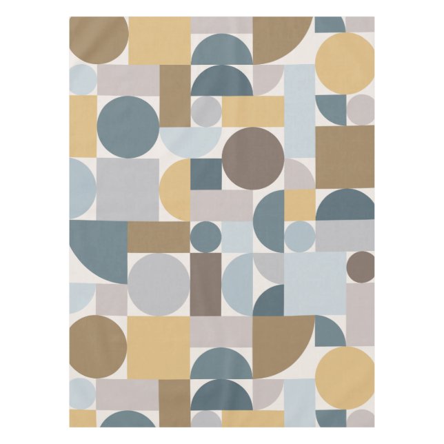 Modernes geometrisches blaues Gold Mitte des Jahrh Tischdecke (Vorderseite)