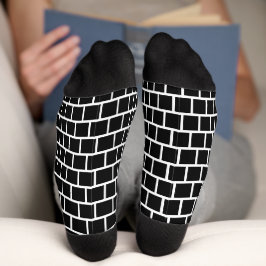 Modernes geometrisches Blockmuster Schwarz/Weiß Socken