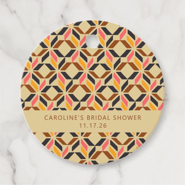 Modernes geometrisches Brautparty Geschenkanhänger (Vorderseite)