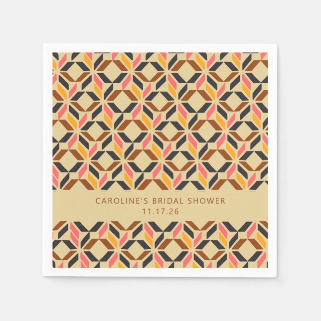 Modernes geometrisches Brautparty Serviette (Vorderseite)