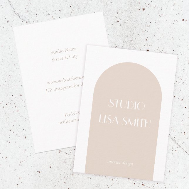 Modernes geometrisches Cream Blush Innendesign Visitenkarte (Von Creator hochgeladen)