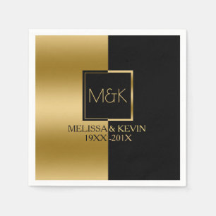 Modernes geometrisches Design aus Gold und Schwarz Serviette