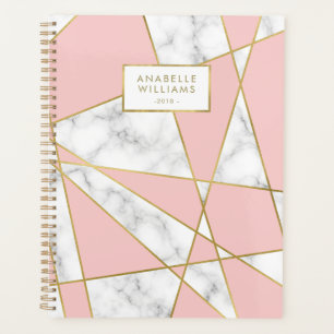 Modernes geometrisches Design aus rosa Marmor und Planer