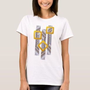 Modernes geometrisches Design mit goldenen Quadrat T-Shirt