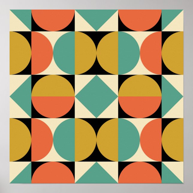 Modernes geometrisches Design Mitte des Jahrhunder Poster (Vorne)