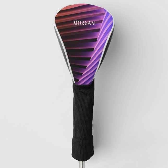 Modernes geometrisches Design, weißer Name Golf Headcover (Vorderseite)
