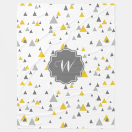 Modernes geometrisches Dreiecksmuster Grau & Gelb Fleecedecke