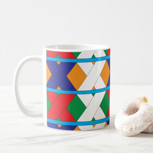 Modernes geometrisches, farbiges Muster Kaffeetasse (Mit Donut)
