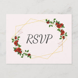 Modernes geometrisches Frame Nature Red Floral UAW Einladungspostkarte