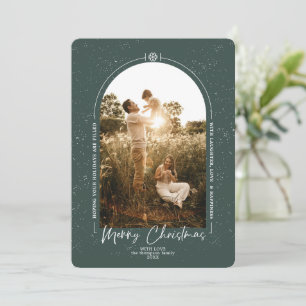 Modernes geometrisches fröhliches, dunkelgrünes Fo Feiertagskarte