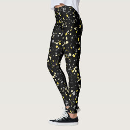 Modernes geometrisches, gelbes Terrazzo-Muster Leggings