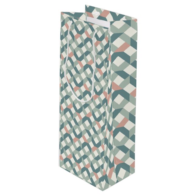 Modernes geometrisches Geschenktasche für Quilters Geschenktüte Für Weinflaschen (Vorderseite Schrägansicht)