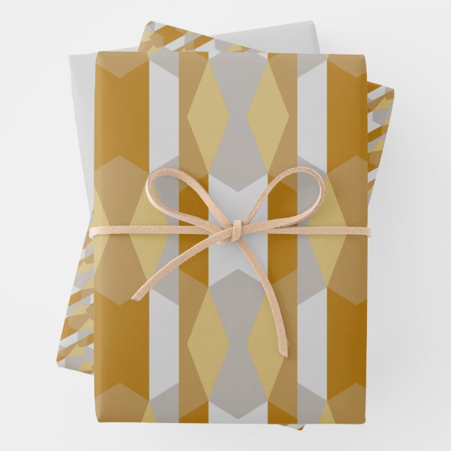 Modernes geometrisches Gold und Grau Geschenkpapier Set (Beispiel)