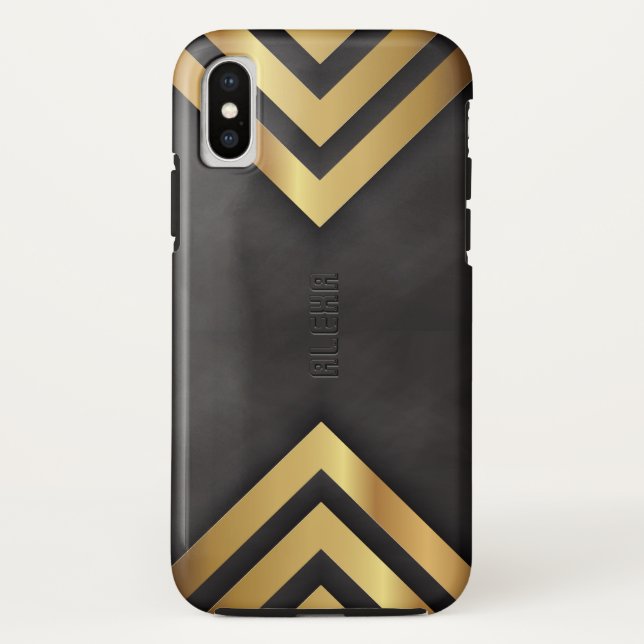 Modernes geometrisches Gold und schwarzer Hintergr Case-Mate iPhone Hülle (Rückseite)