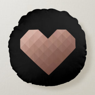 Modernes geometrisches Goldenes Herz der Rose Rundes Kissen