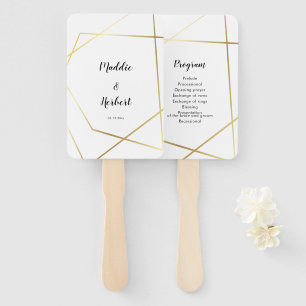 Modernes geometrisches Goldrahmen-Hochzeitsprogram Fächer