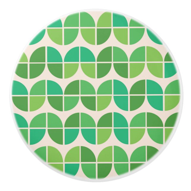 Modernes geometrisches grünes Muster des Mitteljah Keramikknauf (Vorderseite)