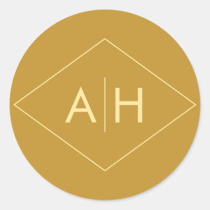Modernes geometrisches Hochzeitsticker-Siegel in G Runder Aufkleber