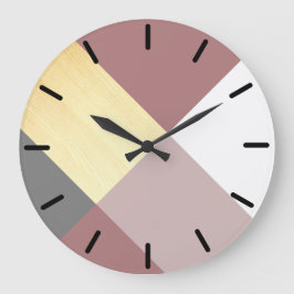 Modernes geometrisches Holz lila, rosa pastellfarb Große Wanduhr