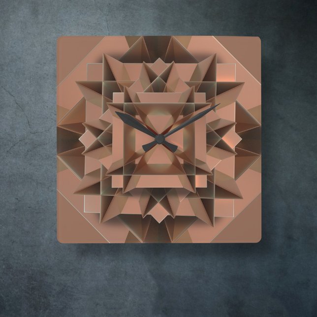 Modernes geometrisches Imitat aus Abstraktem Kupfe Quadratische Wanduhr (Unique faux copper clock just for you)