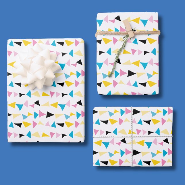 Modernes geometrisches Konfetti-Muster Geschenkpapier Set (confetti geometric modern shapes wrapping paper perfect for baby shower, birthdays and other events)
