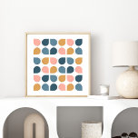 Modernes geometrisches Kunstdesign Mitte des Jahrh Poster<br><div class="desc">Modernes Design in gedämpften,  sanften Farbtönen wie Rosa,  Senfgelb und Schieferblau aus dem Mittelalter.</div>