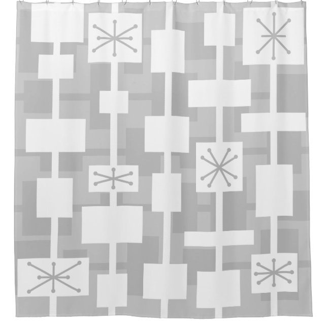 Modernes geometrisches Lichtgrau aus dem Mittelalt Duschvorhang (Vorderseite)