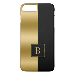 Modernes, geometrisches Monogramm aus Schwarz und iPhone 8 Plus/7 Plus Hülle