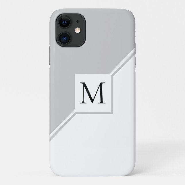 Modernes geometrisches Monogramm grau Case-Mate iPhone Hülle (Rückseite)