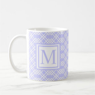 Modernes geometrisches Monogramm-Lichtperiwinkel Kaffeetasse