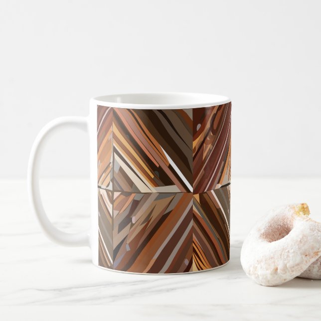 Modernes geometrisches Muster aus Diamantholz Kaffeetasse (Mit Donut)