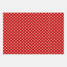 Modernes geometrisches Muster aus roten und weißen Geschenkpapier Set