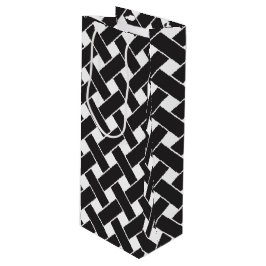 Modernes, geometrisches Muster aus Schwarz und Wei Geschenktüte Für Weinflaschen
