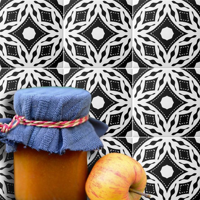 Modernes geometrisches Muster aus Schwarz und Weiß Fliese (Von Creator hochgeladen)