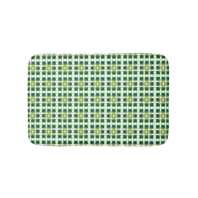 Modernes geometrisches Muster der grünen Wälder Badematte (Vorderseite)