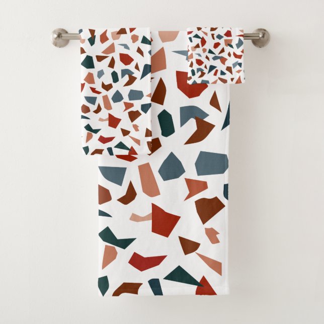 Modernes geometrisches Muster für Monogramm Badhandtuch Set (Insitu)