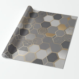 modernes geometrisches Muster, goldfarben und silb Geschenkpapier