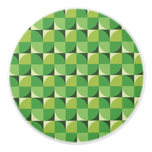 Modernes geometrisches Muster grün des Mitteljahrs Keramikknauf (Vorderseite)