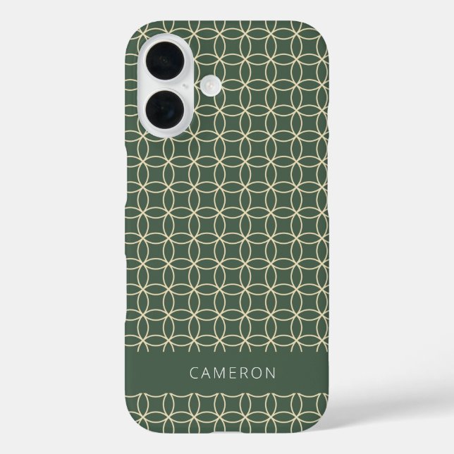 Modernes geometrisches Muster grün Personalisiert Case-Mate iPhone Hülle (Rückseite)